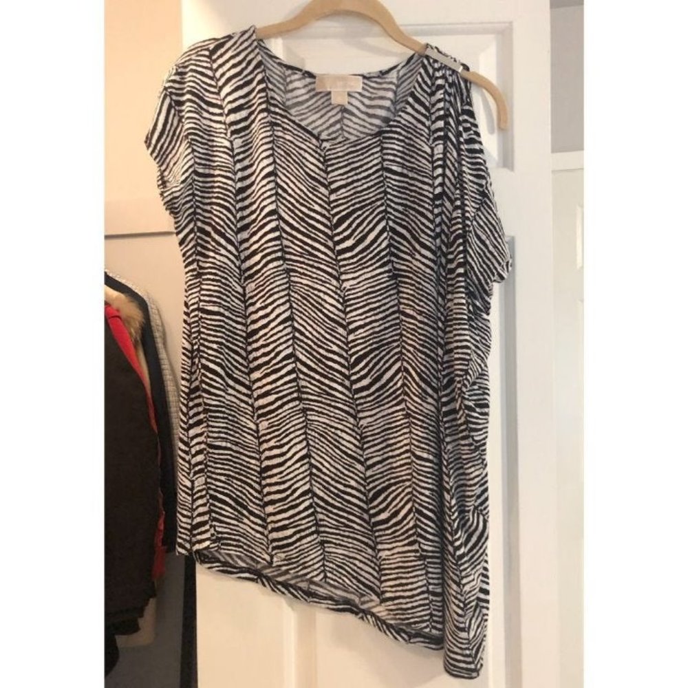 Michael Kors asymmetrical Zebra prints Top